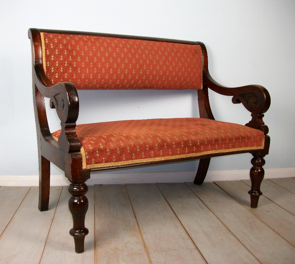 Victorian Walnut Window Seat Hall Bench